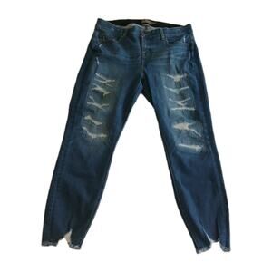 Torrid Women Jeans Plus Size 18R Blue Medium Wash Ripped Distressed Ankle Skinny